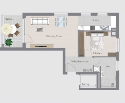 Teilmöblierte 2,5-Zimmer-Neubauwohnung mit Einbauküche in Asperg
