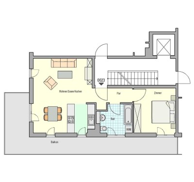 neuwertige 2-Zimmer-Wohnung mit Einbauküche