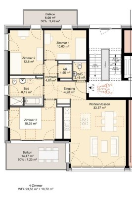 Stilvolle 4-Raum-Wohnung mit gehobener Innenausstattung mit Einbauküche in Waltenhofen