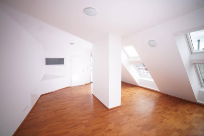 Licht­durch­fluteter Dach­boden­ausbau auf 2 Etagen über den Dächern der Linzer Altstadt