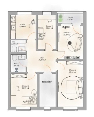 4-Zimmer Wohnung auch für WGs + Familien im Kreuzviertel