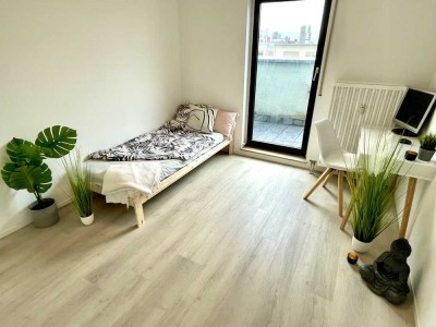 Mannheim Zentrum: Möblierte 1-Zimmer-Wohnung mit Balkon, Home Office, Neue Küche, Flatscreen