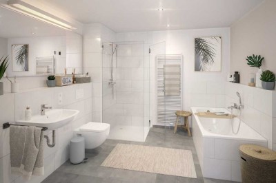 Großzügiger Wohnbereich, Sonnenbalkon & zwei Bäder – stilvolle 3-Zimmer-Neubau-Wohnung im Grünen