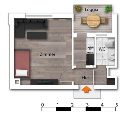 Helles modernes 1-Zimmer Apartment mit Balkon in Ketsch