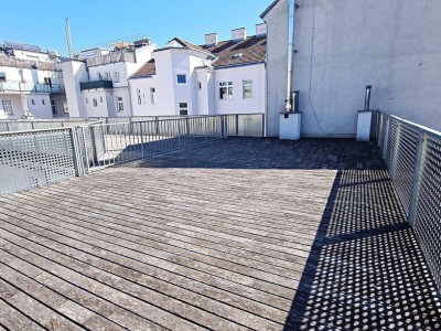 LORYSTRASSE, U3-Nähe, 61 m2 Neubau mit 80 m2 Terrasse, Wohnküche, 1 Zimmer, Duschbad, Parketten, 1. Liftstock, vermietet