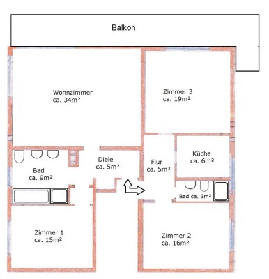 Gepflegte 4-Zimmer-Wohnung mit Balkon im 2. OG in Offenbach-Bürgel