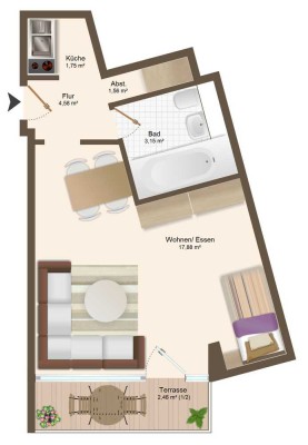 Freie 1-Zimmer-Gartenwohnung - 4 Gehminuten zu U-Bahn & Bus
