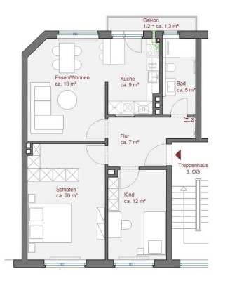 3-Zimmer Wohnung mit Balkon in Hannover - Calenberger Neustadt