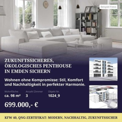 Exklusives Penthouse im Herzen von Emden mit KfW 40 QNG-Zertifikat! Ihr perfektes, modernes Zuhause.