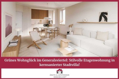 Grünes Wohnglück im Generalsviertel: Stilvolle Etagenwohnung in kernsanierter Stadtvilla!