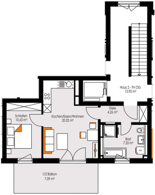 NEUBAU! Kompakte 2-Zimmer-Wohnung im 1.OG mit TOLLEM Balkon! Effizienzhaus 55!  Whg-Nr. 13