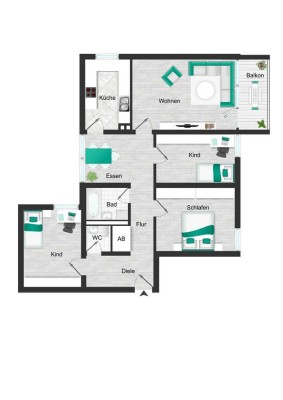 Moderne 4-Zimmer-Wohnung in München mit Balkon