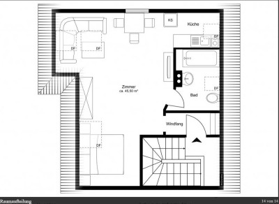 möbliertes 1-Zi-DG-Appartment, in Reihenmittelhaus Poing