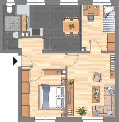 Renovierte 3-Zimmer-Wohnung mit Dusche in Wilhelmshaven City!