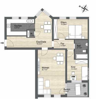 schöne 3-Zimmer Wohnung im Wohnpark Müncheberg