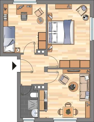 Renovierte 2-Zimmer-Wohnung mit Dusche in Wilhelmshaven City!