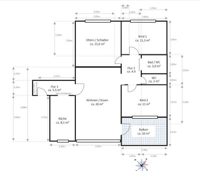 Luxuriöse und geräumige 4-Zimmer-Wohnung mit überdachtem Balkon