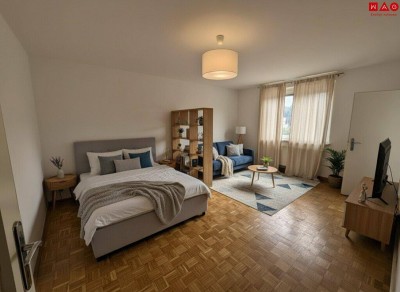 Singles aufgepasst! Sanierte, helle 1-Raum-Wohnung mit idealer Raumaufteilung in Steyr Münichholz: komfortabel, erschwinglich und mitten im Grünen! Praktischer Abstellraum, Aufzug und geräumiges Badezimmer inklusive! Jetzt mit KI-Visualisierung!
