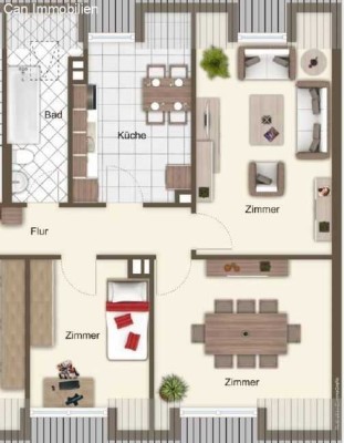 Schöne 3 Zimmer Wohnung/ WG geeignet/ teilmöbiliert/ renoviert