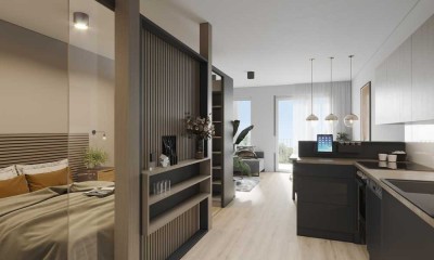 Modernes 1,5 Zimmer Apartment in Top- Lage / barrierefrei und teilmöbliert mit Einbauküche