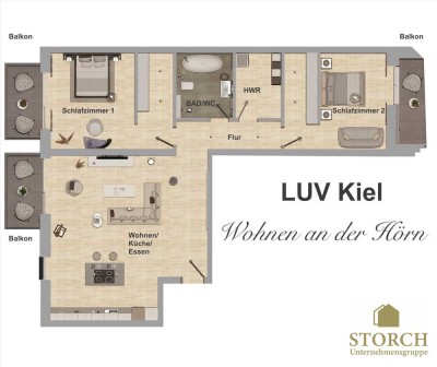Was ganz besonderes Traumhafte 3-Zimmer-Neubauwohnung an der Förde seitliche Sichtverbindung
