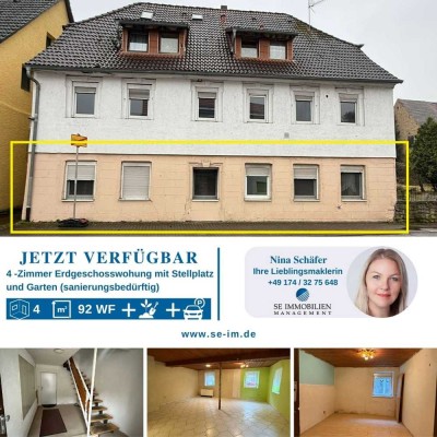 Sanierungsbedürftige 4-Zimmer Wohnung -             Start frei für ihr Projekt!