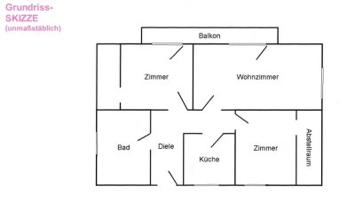 Gepflegte 3-Raum-DG-Wohnung mit Balkon und Einbauküche in Walzbachtal