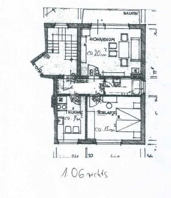 Attrakt.1Pers-Whg,Einb.küche,Balkon+ Glasfaseranschluß sucht ruhigen berufstät. Nichtraucher/in