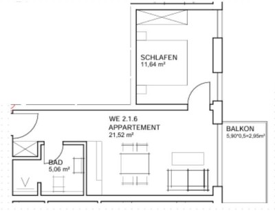 2 Zimmerwohnung in bester Lage mit Rheinblick