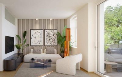 Stilvolle 2-Zimmer Wohnung mit Sichtziegelwand, Fischgrätparkett und abgetrennter Küche