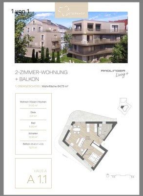 Erstbezug: Moderne 2-Zimmer-Wohnung mit Balkon im Kasernenviertel