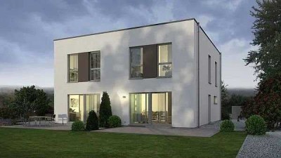 Das Zweifamilienhaus mit Flachdach für 380.000,-EUR für eine Haushälfte mit halben Grundstück !