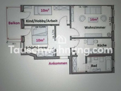 Tauschwohnung: 3 Raum Wohnung mit Balkon und Fußbodenheizung