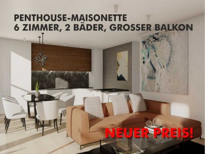 PENTHOUSE-MAISONETTE - 2 BÄDER, 6 ZIMMER, GROSSER BALKON