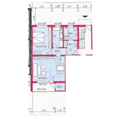 Modernisierte 2-Raum-Wohnung mit Balkon und Einbauküche in Passau