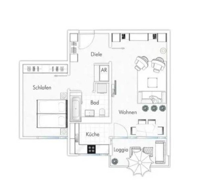 Helle 2 Zimmerwohnung in ruhiger Lage in Ottobrunn