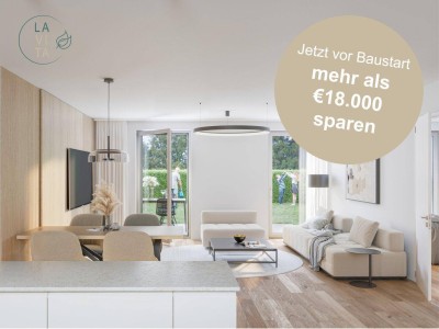 Jetzt Baustartaktion nutzen! LAVITA - 2 Zimmer Gartenwohnung mit Terrasse, Parkett &amp; Fußbodenheizung