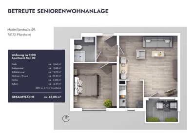 Barrierefreie 2-Zimmer-Wohnung für Senioren (60+) im Herzen Pforzheims