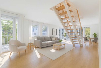 Penthouse mit Wohlfühlcharakter - Idyllische Wohnanlage mit eigenem Bachlauf