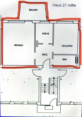 Hübsche  neu sanierte 2 Zimmerwohnung mit Balkon