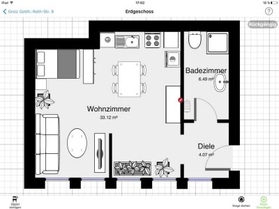 2-Raumwohnung, mit Einbauküche im Erdgeschoß und Gartennutzung