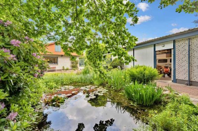 Sehr gepflegtes Haus mit optionaler 1,9 ha Hauskoppel und großer Garage/Werkstatt an der Treene