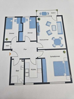 Helle 4-Zimmer-Wohnung mit Süd-Balkon und großem Kellerraum in ruhiger Lage