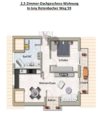 2,5-Zimmer Dachgeschosswohnung in Isny im Allgäu
