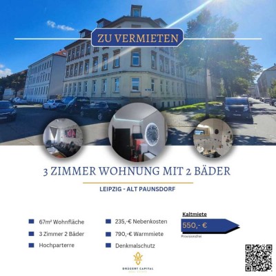 3 Zimmer Erdgeschosswohnung mit zwei Bädern