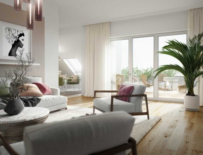 Großzügige Neubau-Dachgeschosswohnung mit Rheinblick im Herzen von Eltville