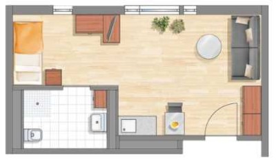 Helle 1-Zimmer Wohnung im 3. OG mit Aufzug in Augsburg-Kriegshaber