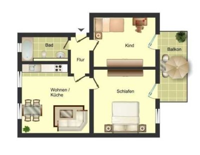 Helle 3-Zimmer Wohnung mit Balkon in Gellershagen