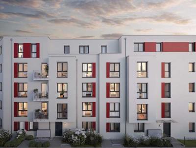 Erstbezug:  lichtdurchflutete 3-Zimmer-Wohnung mit EBK und Balkon