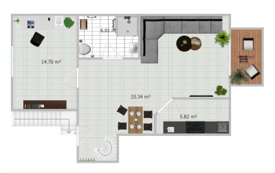 Sanierte DG Wohnung 77qm inkl. Klimaanlage / Keller und Waschraum - 2 Stellplätze